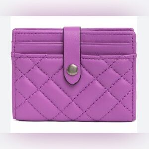 Kurt Geiger London Leather Quilted Purple Card Holder